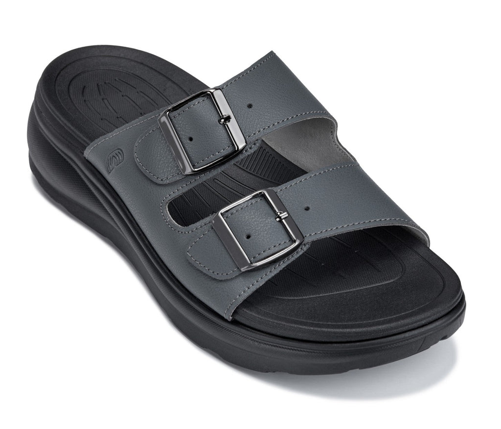 CALTO - X1661 - 2 Inches Taller (Iron Gray Buckle) - Dual Adjustable Buckle Sandals