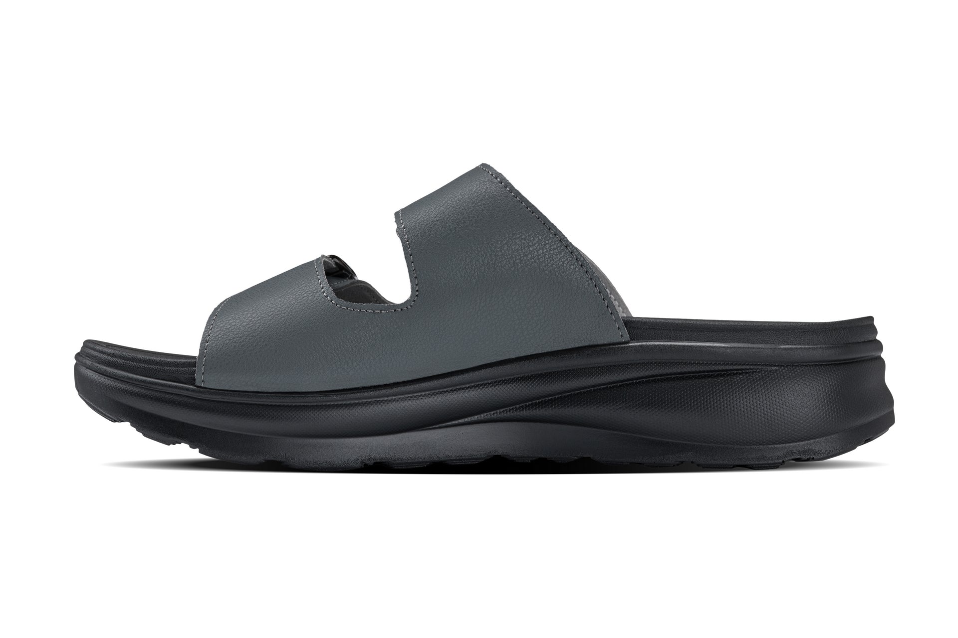 CALTO - X1661 - 2 Inches Taller (Iron Gray Buckle) - Dual Adjustable Buckle Sandals