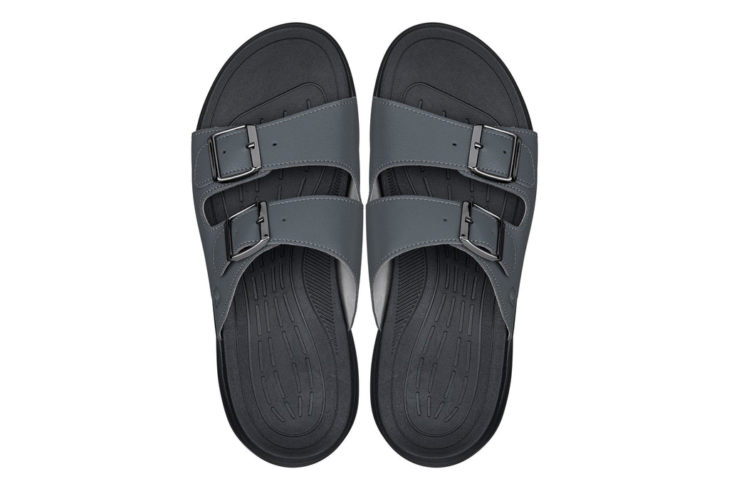 CALTO - X1661 - 2 Inches Taller (Iron Gray Buckle) - Dual Adjustable Buckle Sandals