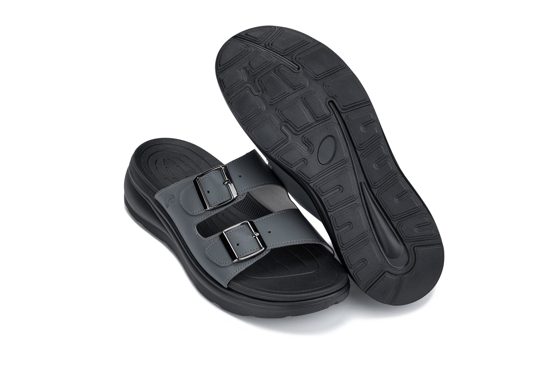 CALTO - X1661 - 2 Inches Taller (Iron Gray Buckle) - Dual Adjustable Buckle Sandals