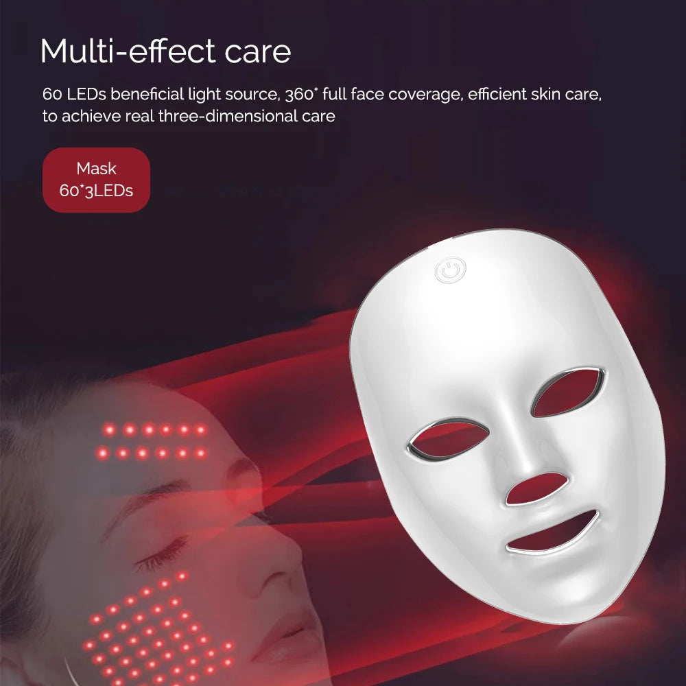 Wireless 7 Color LED Face Mask Portable Photon LED Facial Mask Anti Aging Repair Skin Face Lifting Skin Care Beauty Mask Tool 
