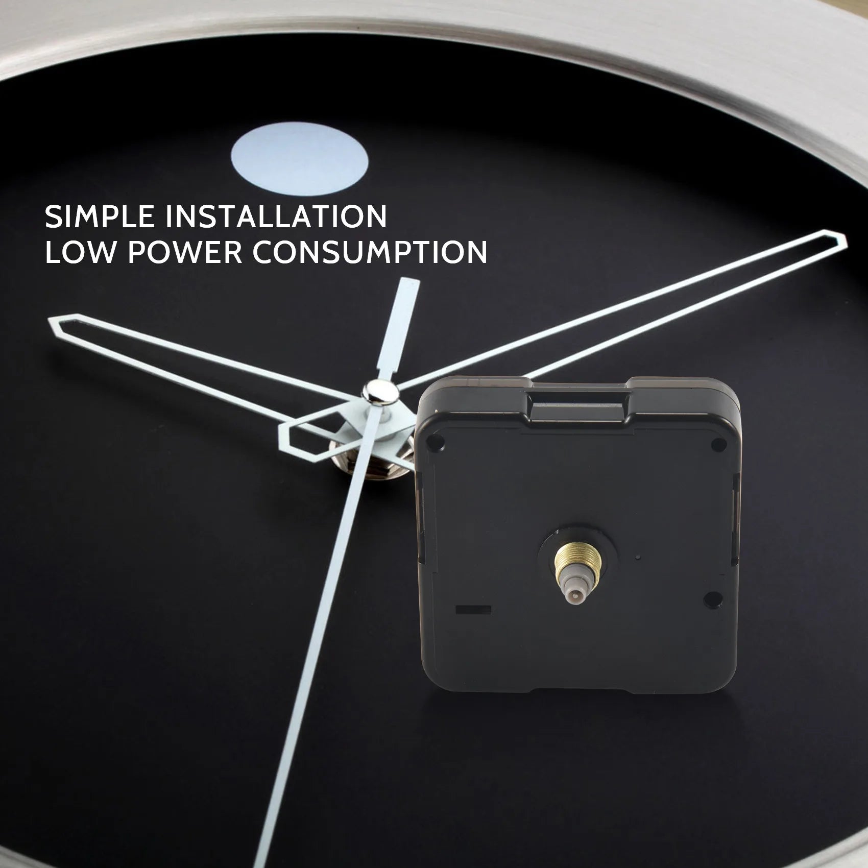 ABQR Quartz Clock Movement Mechanism DIY Repair Parts Black + Hands