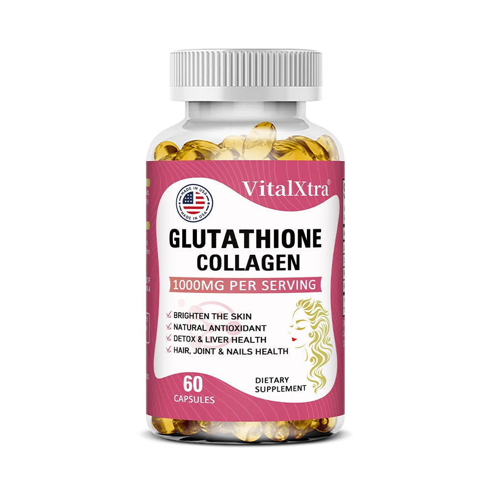 Glutathione Collagen 1000mg, Highly Absorbable Supplement, Supports Skin Health, Immunity, and Liver Function, 120 Capsules