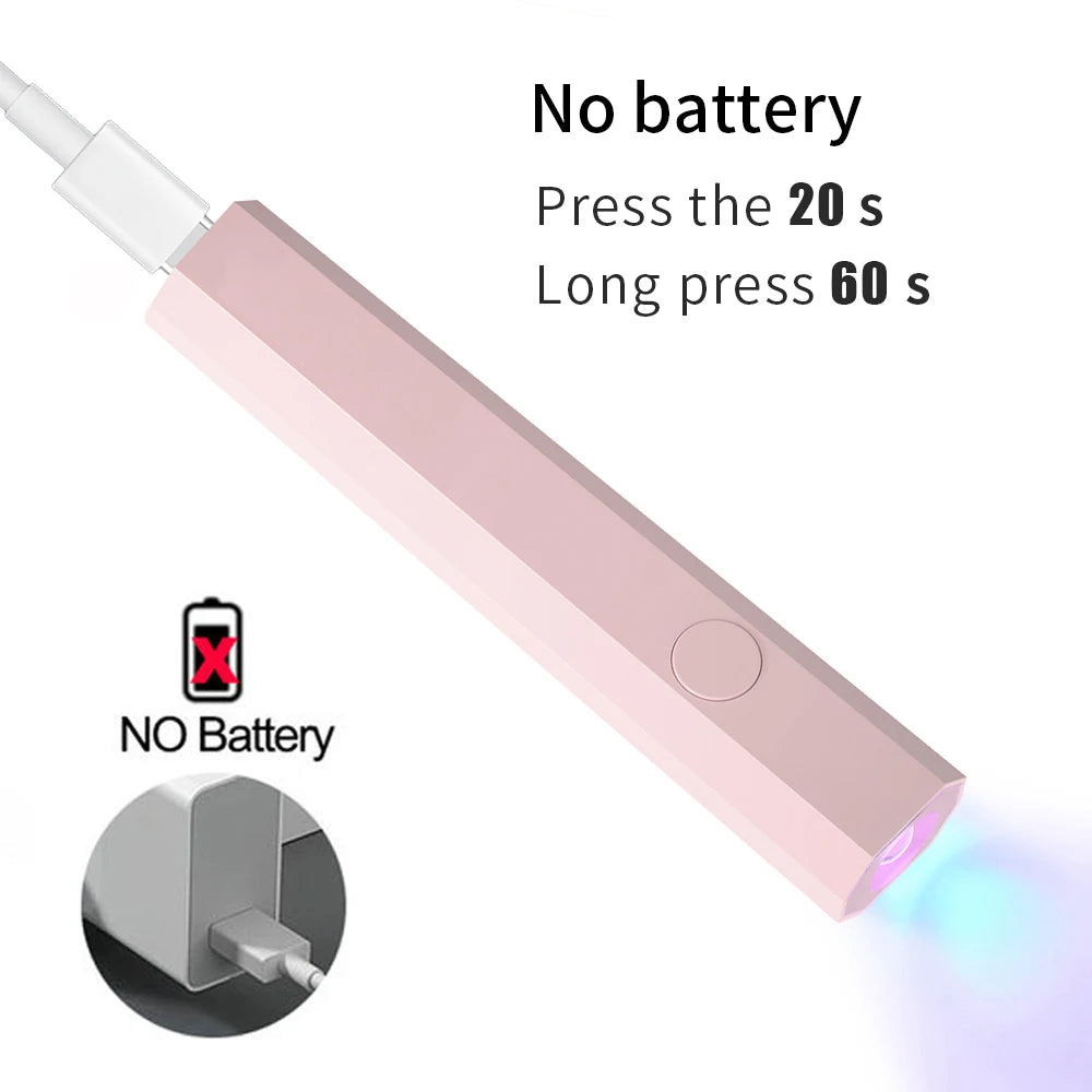 YIKOOLIN Mini Handheld UV Light Fast Gel Nail Drying Lamp for Home Salon Tools Professional Nail Phototherapy Flashlight Pen 