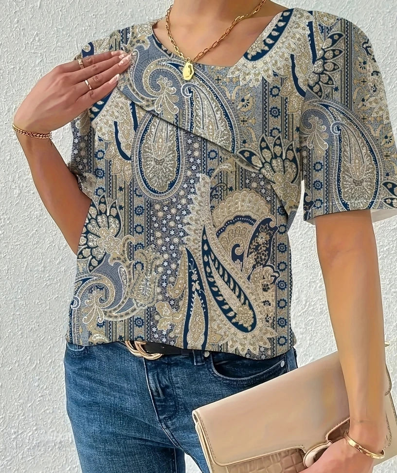Plus Size  Temperament Blouse Casual Loose Woman Shirt Elegant Short Sleeve Blouse Weekday