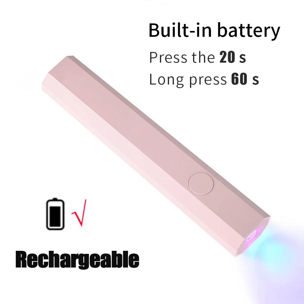 YIKOOLIN Mini Handheld UV Light Fast Gel Nail Drying Lamp for Home Salon Tools Professional Nail Phototherapy Flashlight Pen 