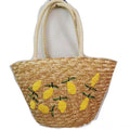 Woven Embroidered Pattern Lemon Mango Tote Shoulder Bag