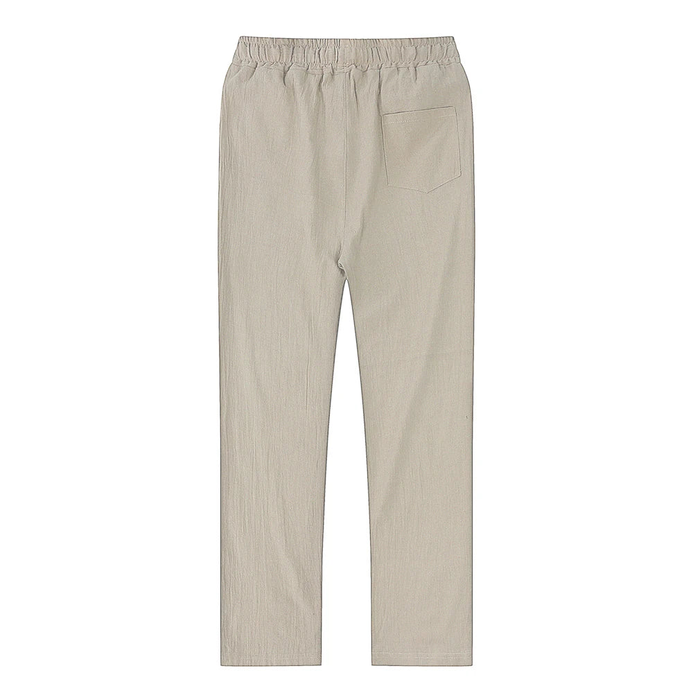 Men's Cotton Linen Pants Male Autumn New Breathable Solid Color Linen Trousers Fitness Streetwear S-3XL 