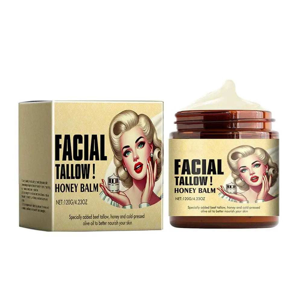 Beef Tallow Honey Moisturizer/Ginseng Cream Moistrizing Nourishing Hydrating Brightening Face Skin Rejuvenation Korean Cosmetics