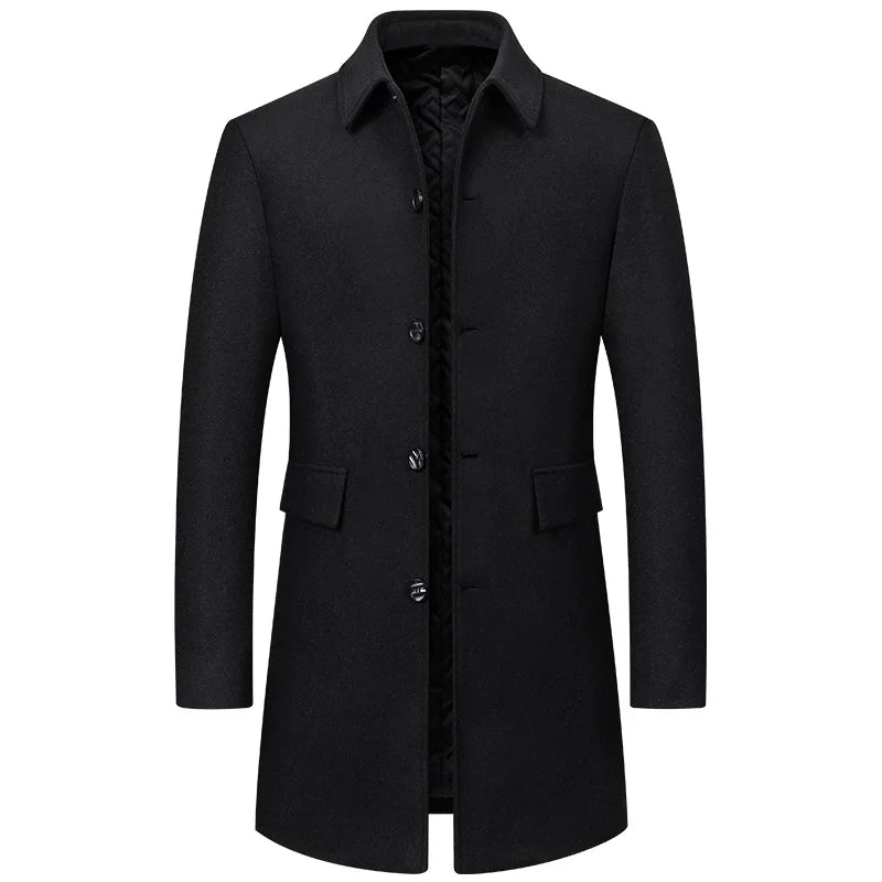 Brand Winter 25% Wool Men Thick Coats Turn Down Collar Male Fashion Woolen Blend Outerwear Coats High Quality Trench Jackets Man