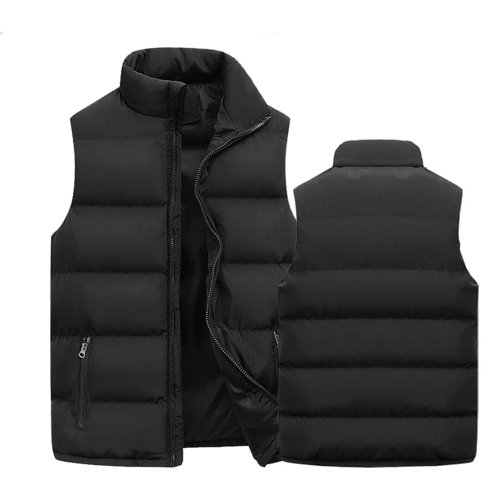 Mens Vest Jacket Warm Sleeveless Jackets Winter Waterproof Zipper Coat Autumn Stand-up Collar Casual Waistcoat Brand Clothing 