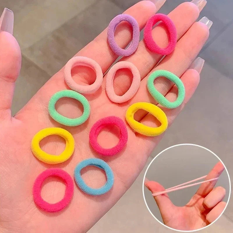 Clearance_200PCS Women Girls Colorful Nylon Elastic Hair Bands Ponytail Hold Small Hair Tie Rubber Bands Scrunchie Hair Accessor 