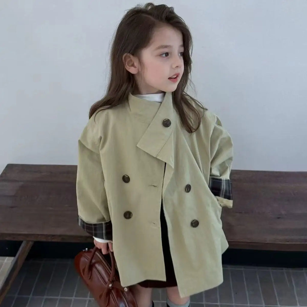 Spring and Autumn Girls Trench Coat 2025 New Fashionable Children's Baby Western Jacket Leisure Windproof Coat Korean Version