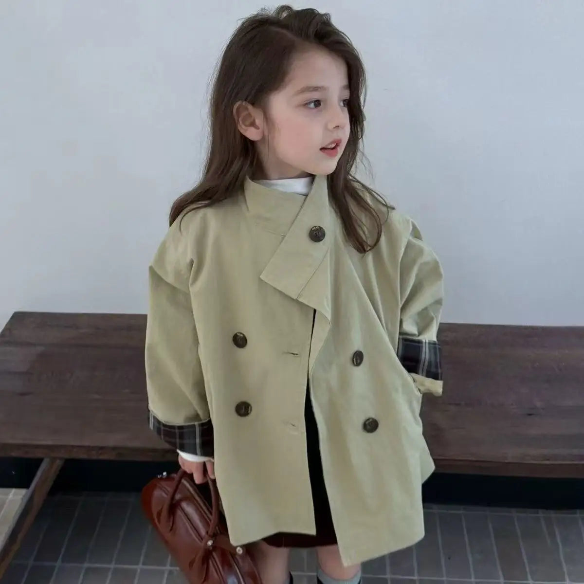 Spring and Autumn Girls Trench Coat 2025 New Fashionable Children's Baby Western Jacket Leisure Windproof Coat Korean Version