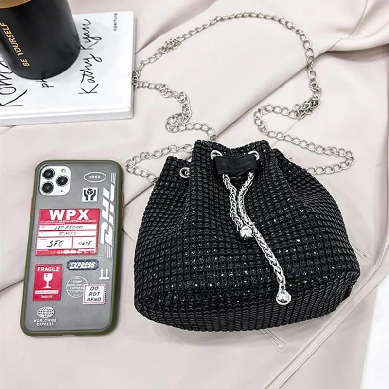 Elegant Evening Bags Womens Fashion Rhinestone Clutch Backpack Sparkly Shoulder Bag for Ladies Party Travel