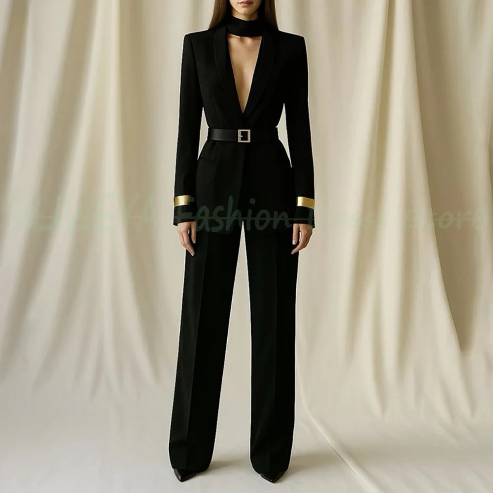 2025 New Style 2 Pieces Blazer Suits for Women Solid Color Office Wear Woman Pant Outerwear Sets Outfits Conjuntos De Mujer 