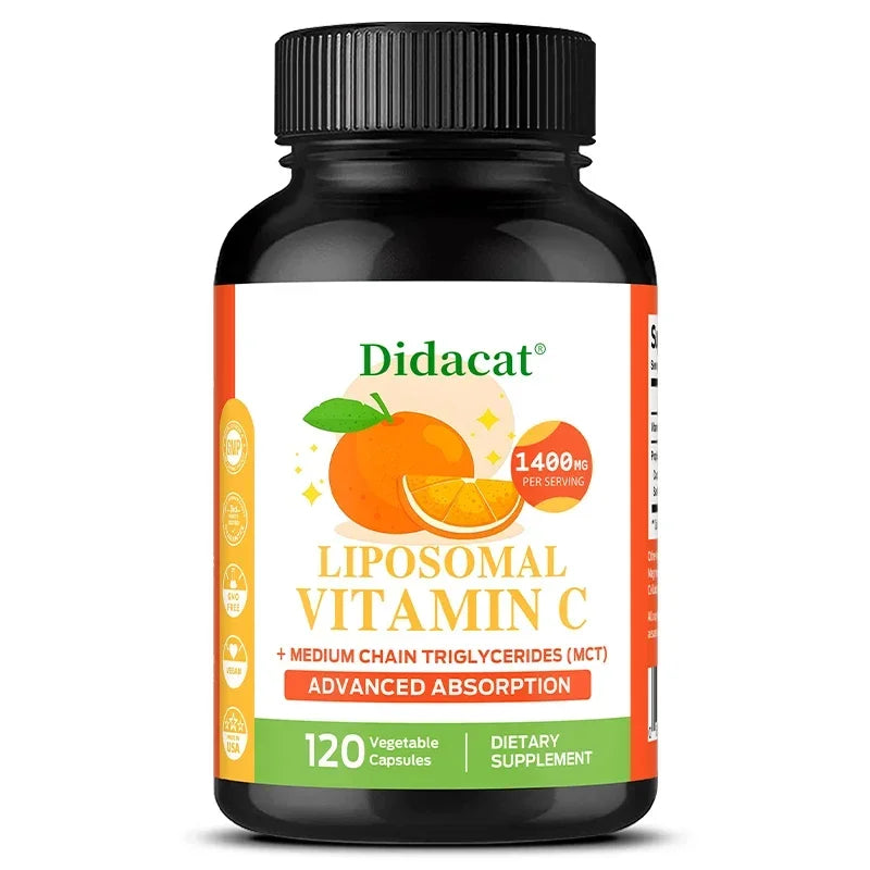 Liposomal Vitamin C Supplement - Antioxidant, Collagen Boost, Immune System Support, Skin Health, Easily Absorbed, 120 Capsules