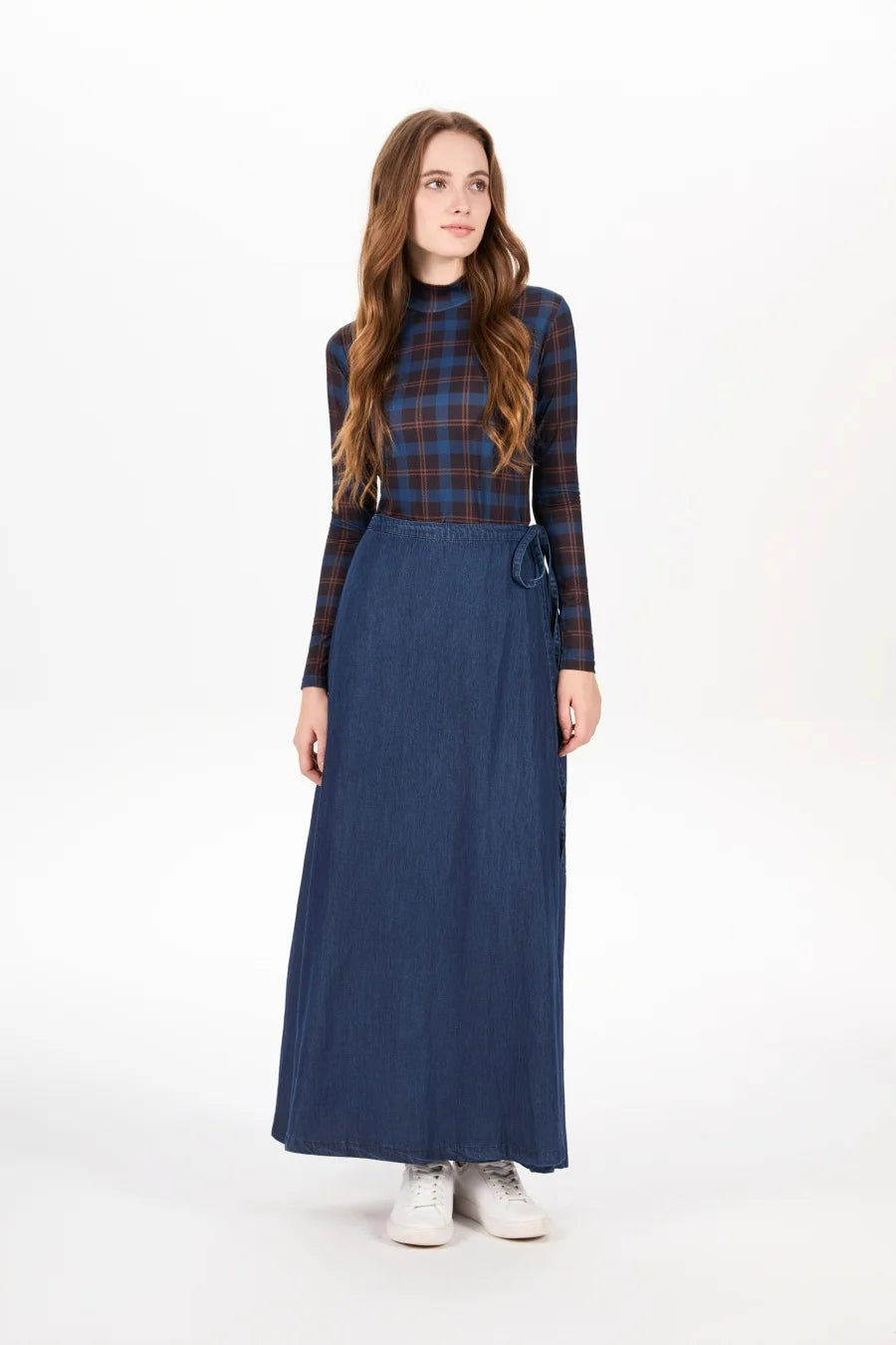 AS AW25 denim one pieces wrap skirts adjustable waist woman clothing 