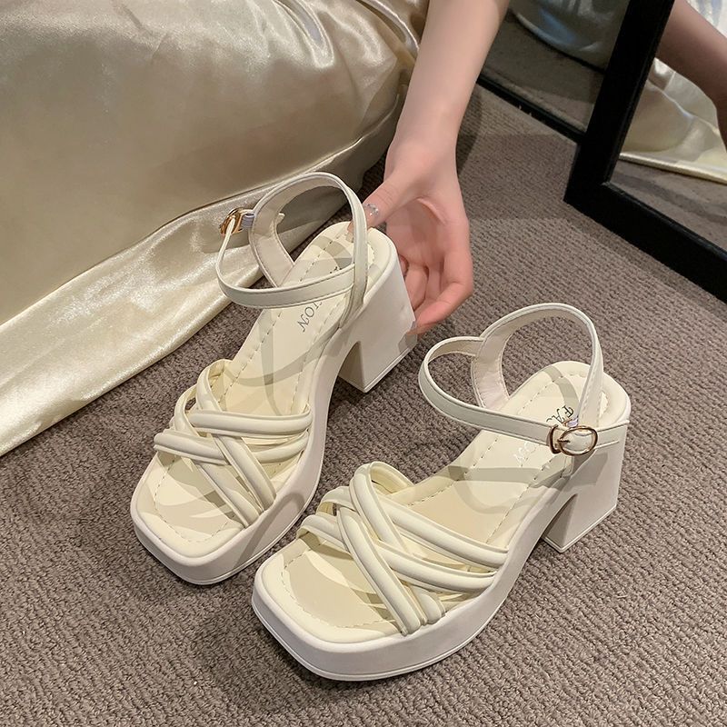 Women's Fashionable Casual Waterproof High-Heel Sandals sandalias