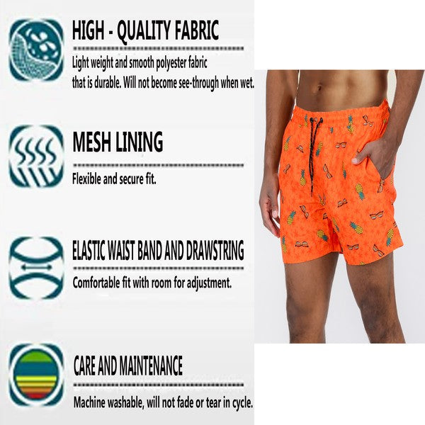 Men's Red White & Blue American Flag Swim Shorts Trunks