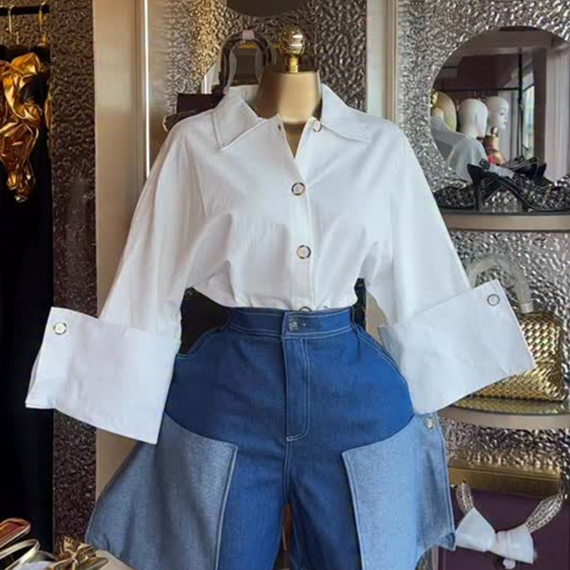 Turn-down Collar Designer-style Niche Versatile Solid-color Shirt
