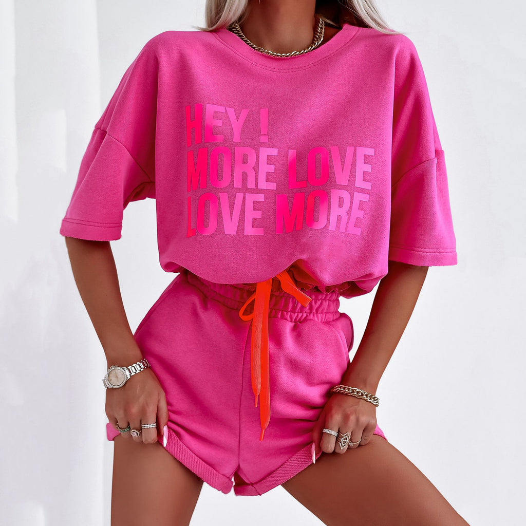 Fashion Letter Print Top Shorts Suit