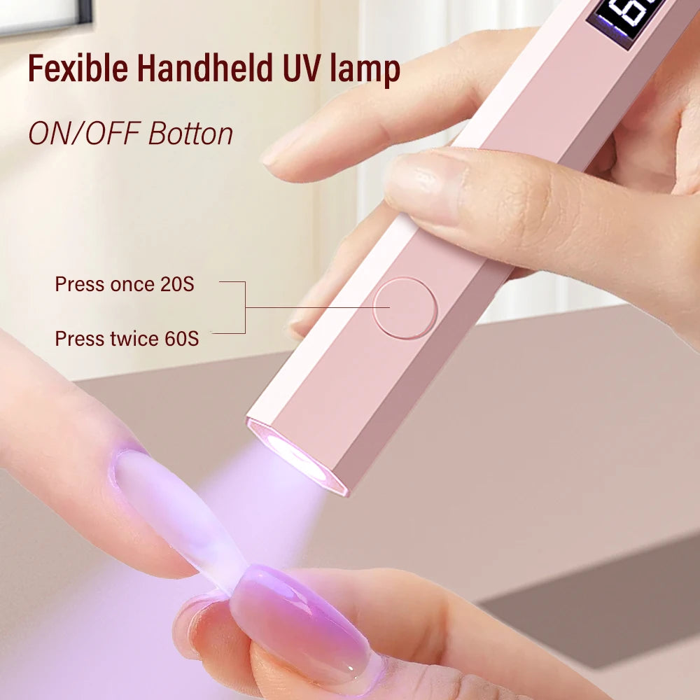 YIKOOLIN Mini Handheld UV Light Fast Gel Nail Drying Lamp for Home Salon Tools Professional Nail Phototherapy Flashlight Pen 