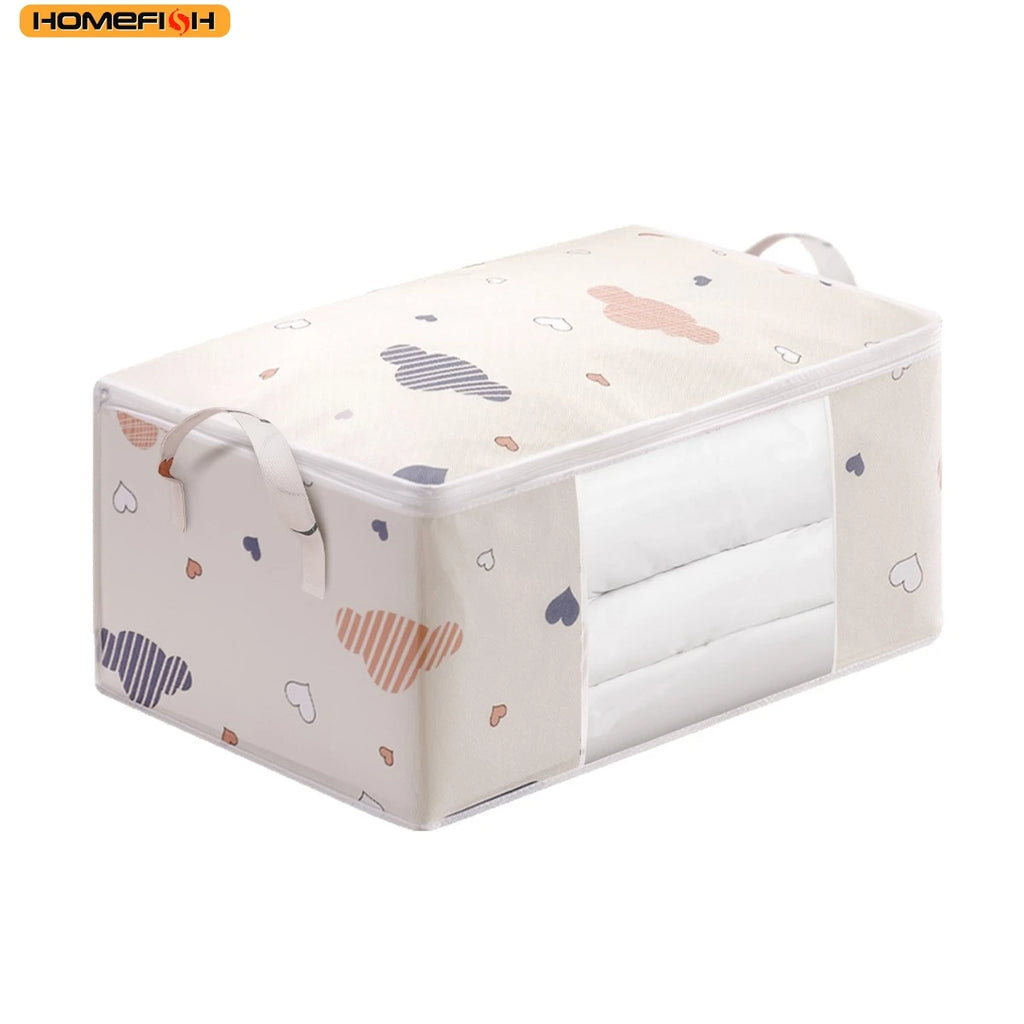 HOMEFISH Large Capacity Foldable Clothes Storage Bag with Reinforced Handle Sturdy Zipper for Blankets Bedding - Organizer Bag