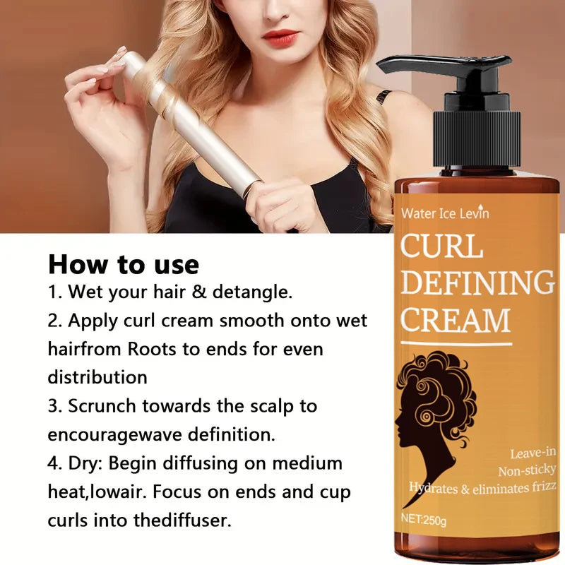 Moisturizing and Defining Curling Enhancer, Suitable for Dry Hair, Suitable for Men and Women, 100g, Hair Care Essentials | Glossy Surface | Moisturizing Cream