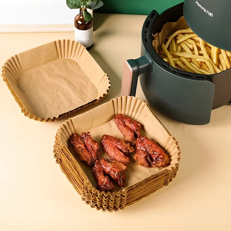 50/100pcs Square Silicone Oil Paper Mini Air Fryer Liner Suitable For Most Air Fryers Non Stick Air Fryer 