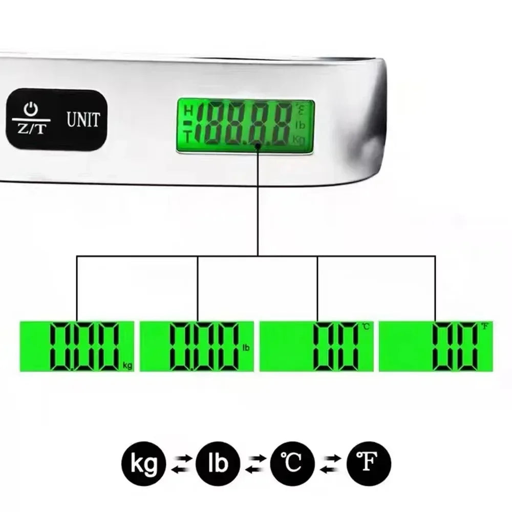50kg Portable Hanging Scale Electronic Hand Luggage Scale Digital Display Suitcase 110lb Travel Baggage Bag Weighing Tools 