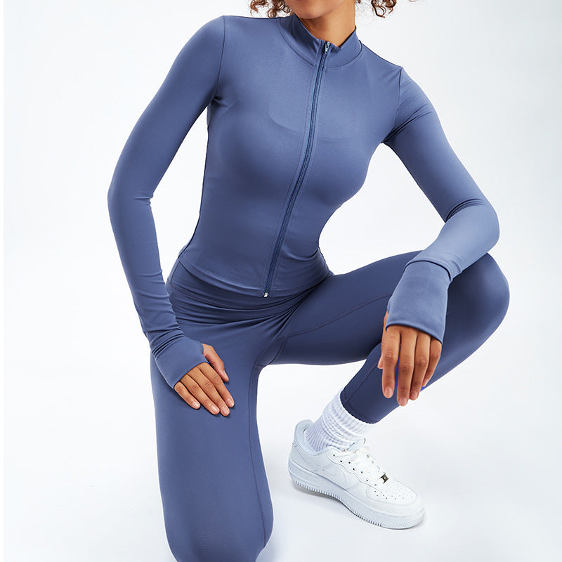 New Nude Yoga Wear Women's Zipper Long-sleeved Fitness Suit