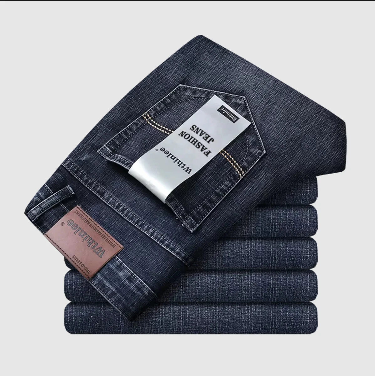 Wthinlee New Business Men's Jeans Casual Straight Stretch Fashion Classic Blue Black Work Denim Pant Trousers Male Clothing 