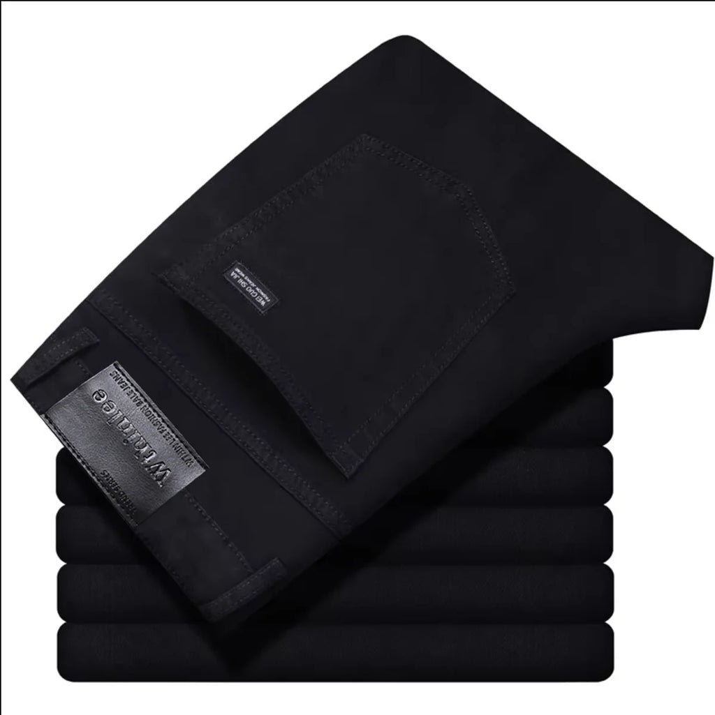 Wthinlee New Business Men's Jeans Casual Straight Stretch Fashion Classic Blue Black Work Denim Pant Trousers Male Clothing 