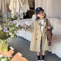 Girl's Trench Coat Spring and Autumn Children's Western British Style Medium length Jacket 110-160cm