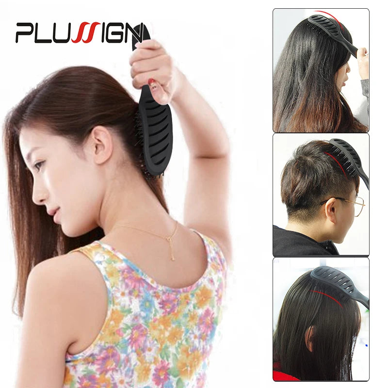 Styling Curly Hair Brush Salon Massager Comb Brush Detangling Drying Brush Anti Static Curved Vent Brush Scalp Massage Comb