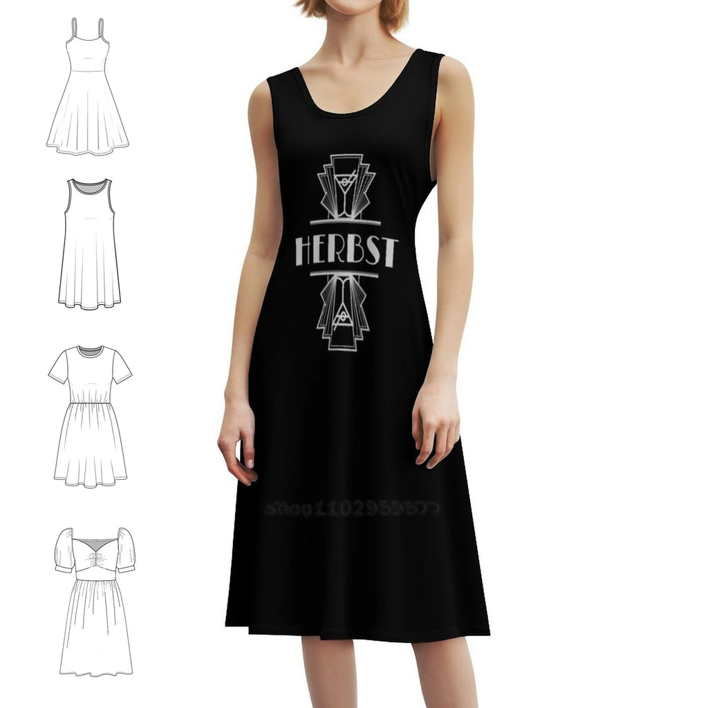 Herbst Surname Art Deco Design Sweetheart Neckline Dress Elegant Summer Party Dress For Women Herbst Art Art Illustration Art