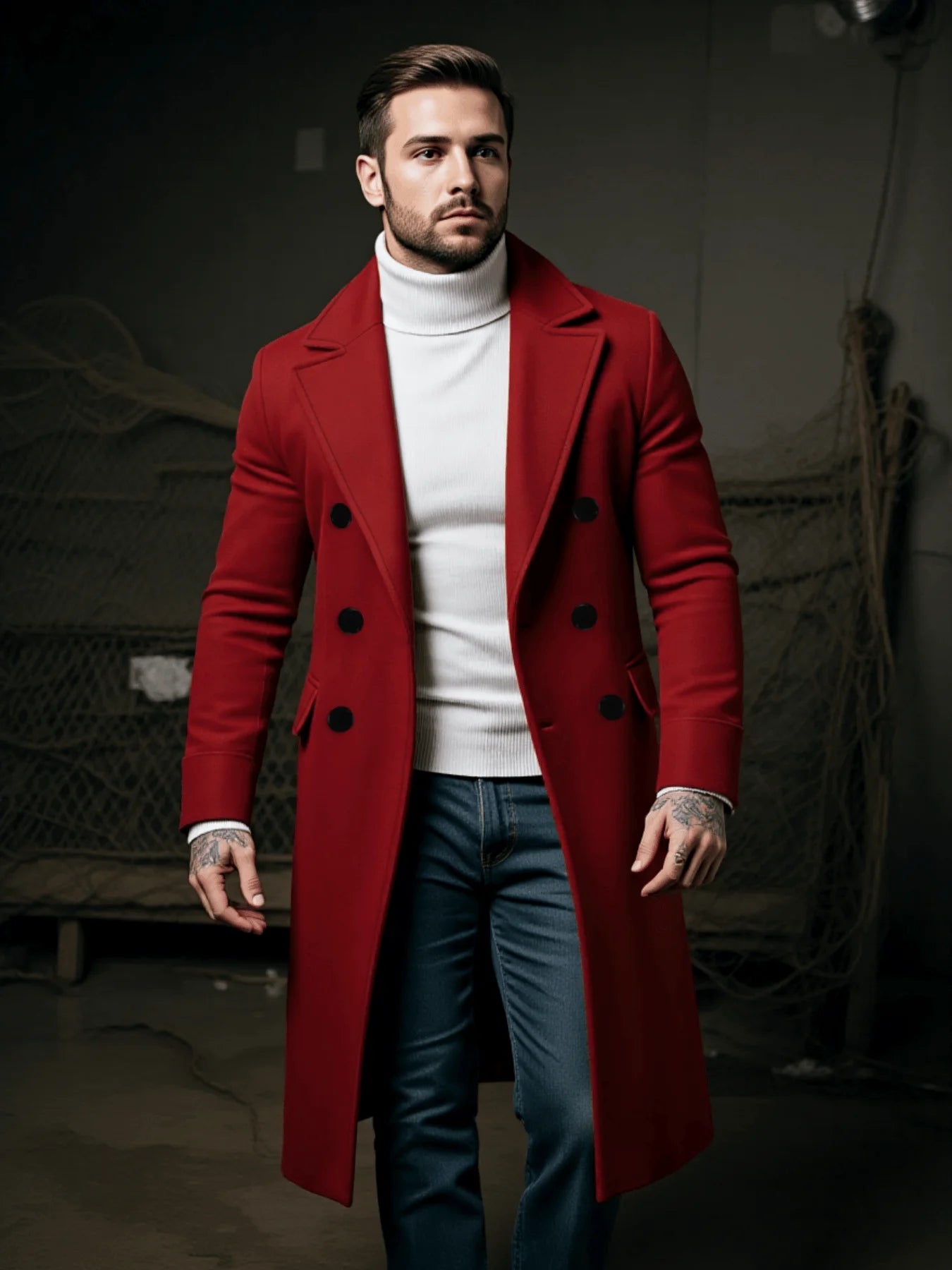 Men's Trench Jacket Winter Warm Thickened Lined Single Breasted Coat Casual Wear Streetwear Fashion Outerwear Men Long Coats