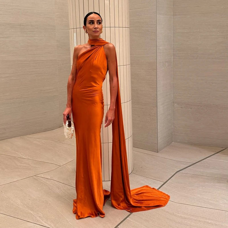 Sexy Satin Ribbon Party Dress Women Elegant Halter Backless Off Shoulder Sleeveless Female Dresses 2024 Summer Solid Robe Gown 