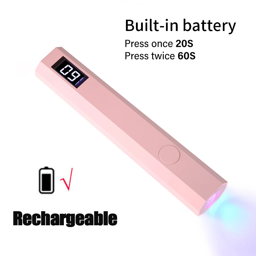 YIKOOLIN Mini Handheld UV Light Fast Gel Nail Drying Lamp for Home Salon Tools Professional Nail Phototherapy Flashlight Pen 