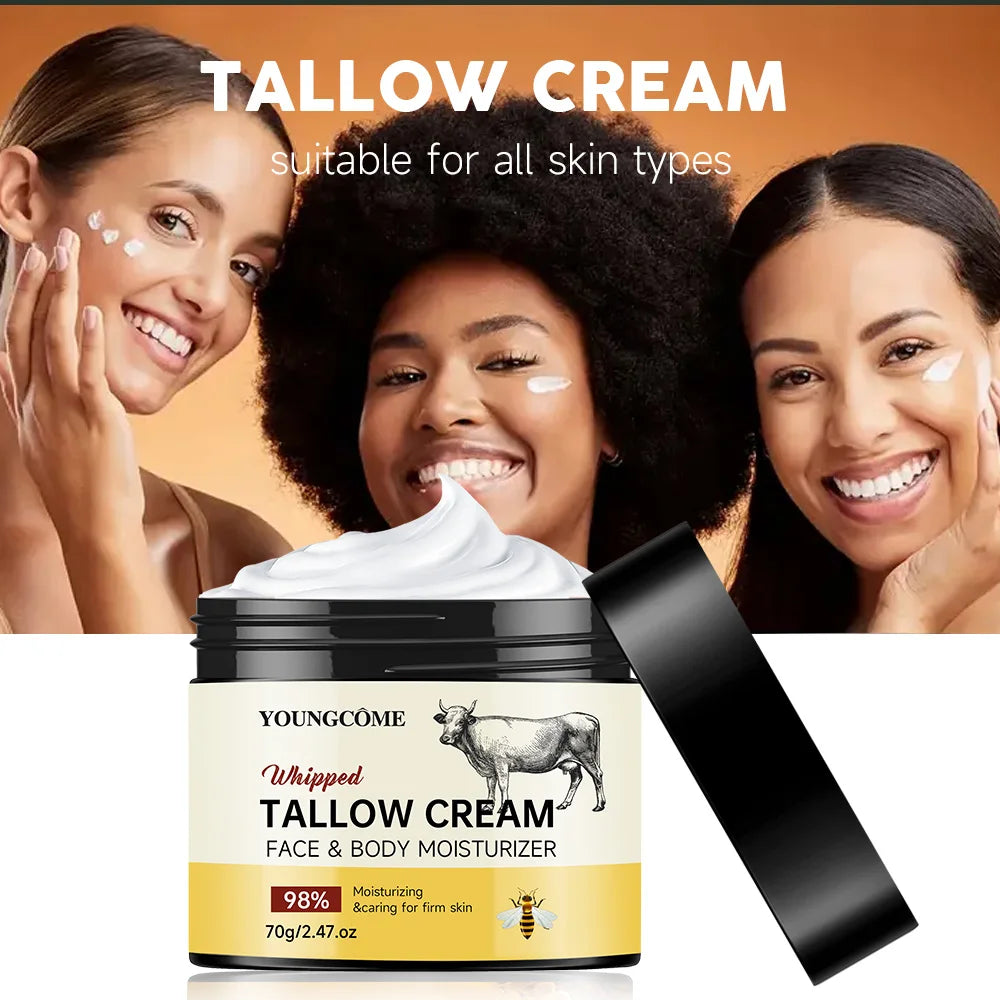 Beef Tallow Paste Deeply Moisturizer Honey Balm Brightening Wrinkle Remover Grass Fed Tallow Wild Honey Face Body Cream Skin