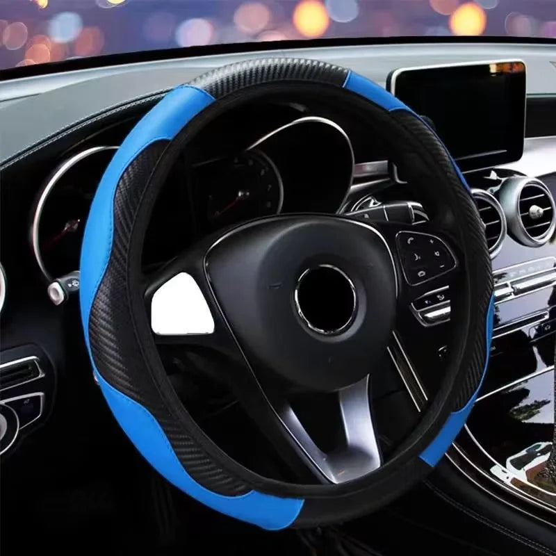 1 Piece of Car Steering Wheel Cover Accessory, Breathable and Anti Slip PU Leather Steering Wheel Cover, Suitable for 37-38cm Se 