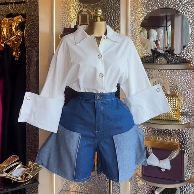 Turn-down Collar Designer-style Niche Versatile Solid-color Shirt