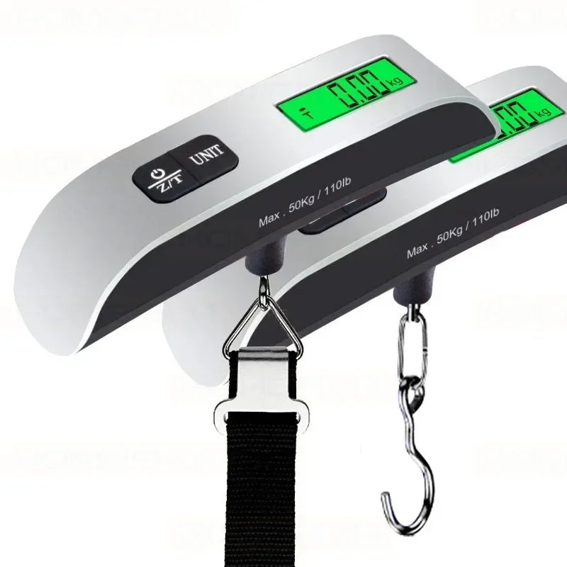 50kg Portable Hanging Scale Electronic Hand Luggage Scale Digital Display Suitcase 110lb Travel Baggage Bag Weighing Tools 