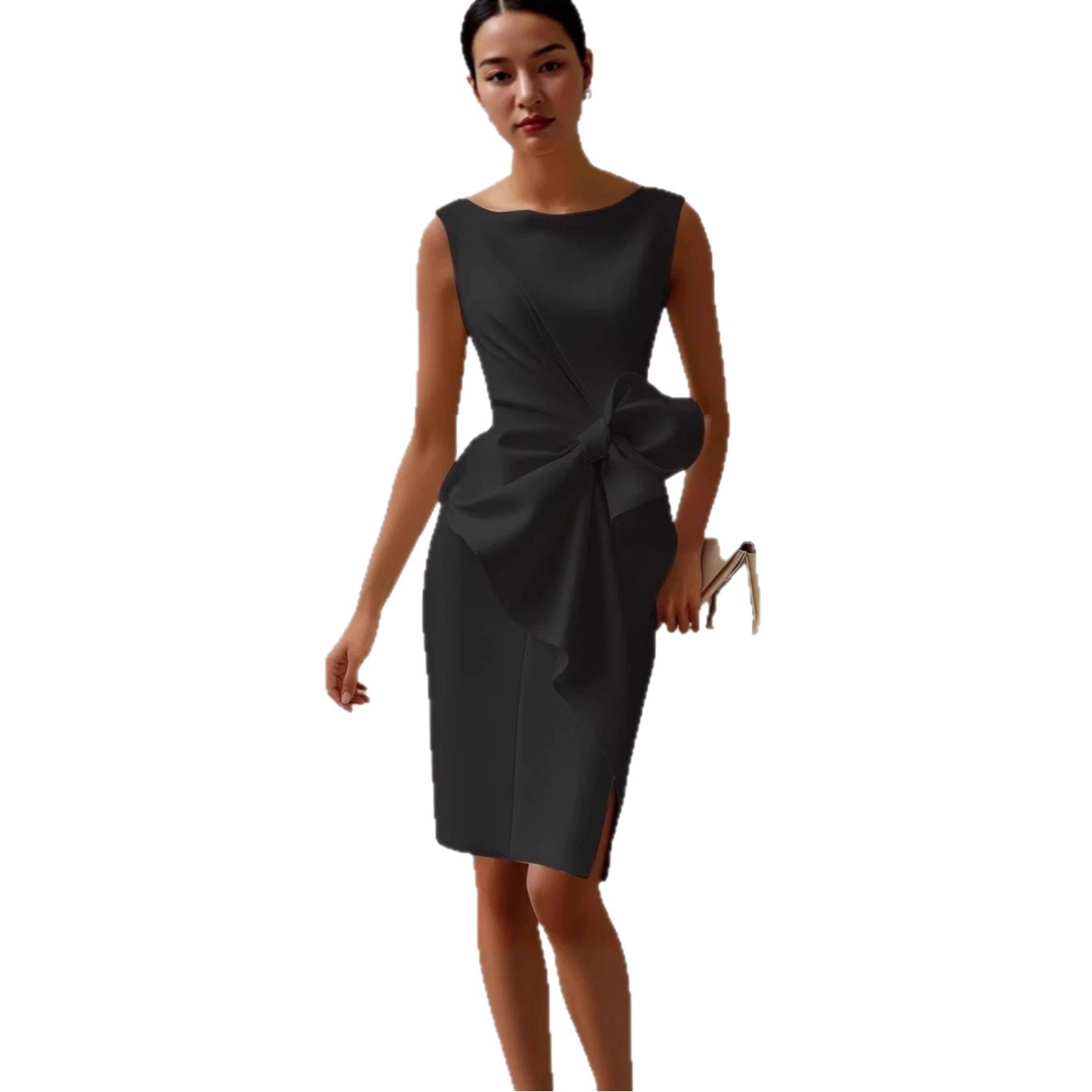 Bow-knot Fashion Sleeveless Midi Dress vestido