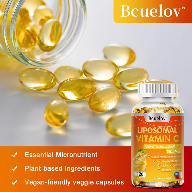 Liposomal Vitamin C - Promotes Collagen Production, Supports Skin, Immune Health, Powerful Antioxidant, Energy Supplement 