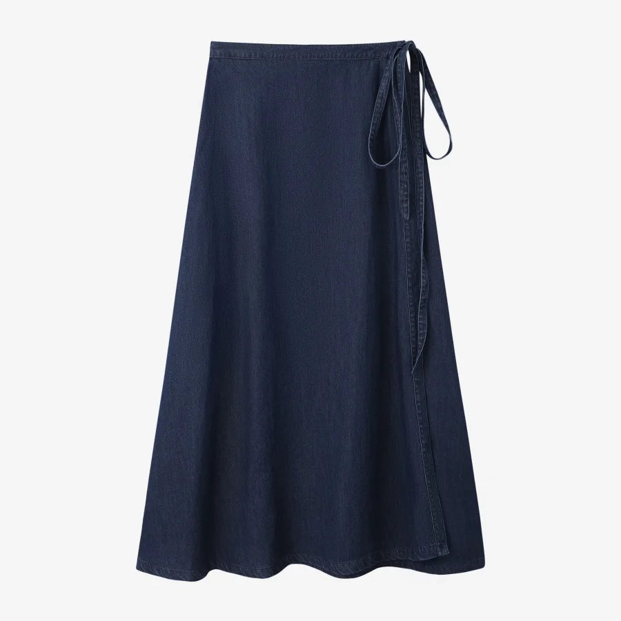 AS AW25 denim one pieces wrap skirts adjustable waist woman clothing 