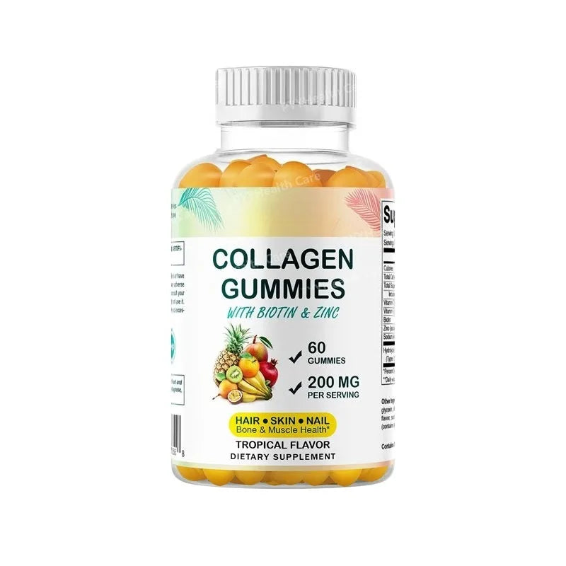 Hydrolyzed Collagen Gummies with Biotin Zinc for Skin Hair Nails Health Dietary Supplement