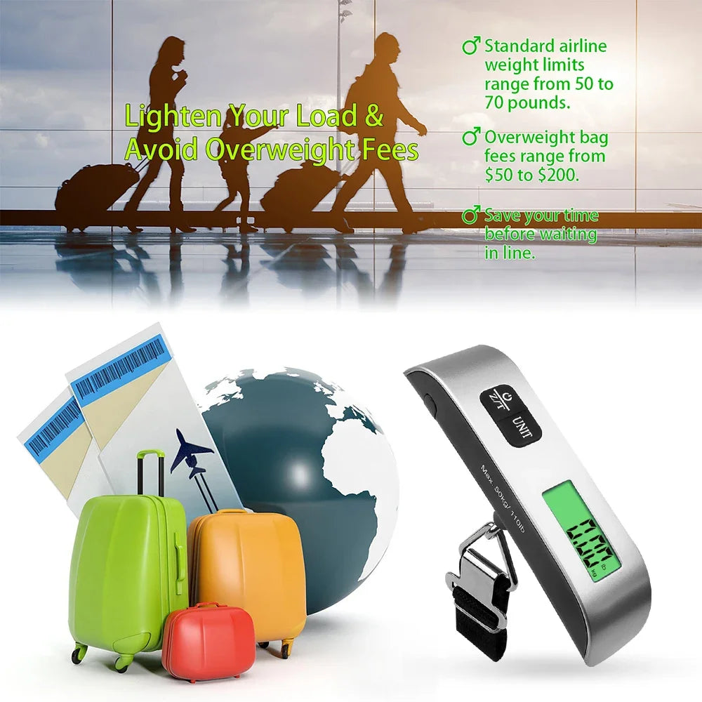 1pcs Portable Scale Digital LCD Display 110lb/50kg Electronic Luggage Hanging Suitcase Travel Weighs Baggage Bag Weight Balance