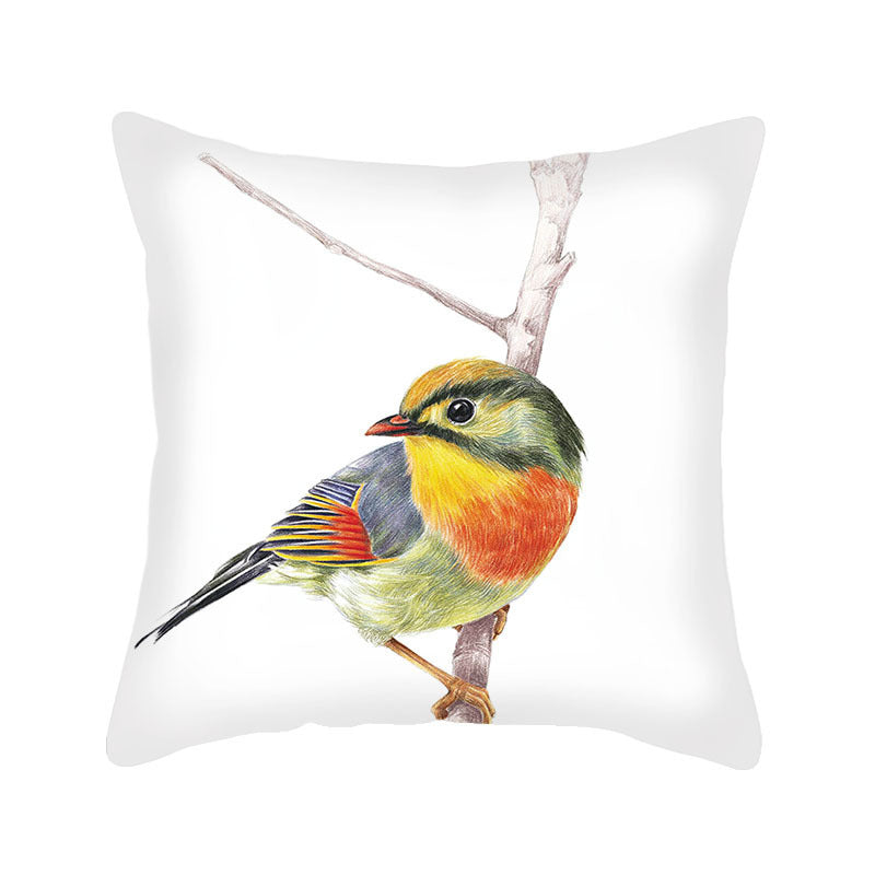 Flannel Print Nordic Bird Pattern Pillowcase